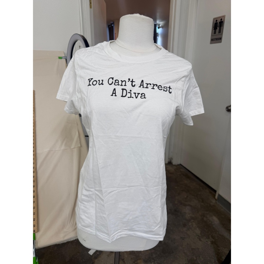 Port & Company Womens‎ White You Cant Arrest A Diva Graphic T-Shirt Small LPC450